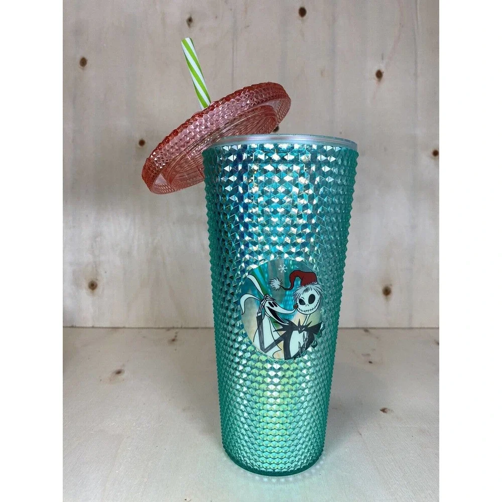 20 oz Jack and Zero Studded Tumbler Ice Green and Red Nightmare Before Christmas